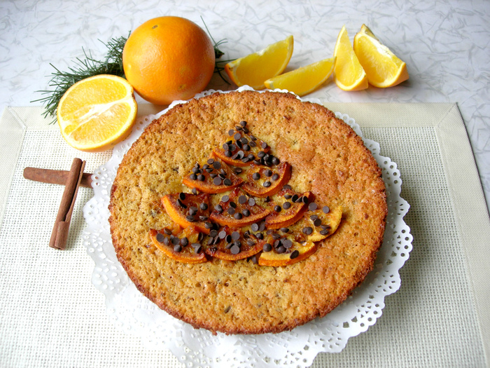 Апельсиновый пирог с кусочками молочного шоколада