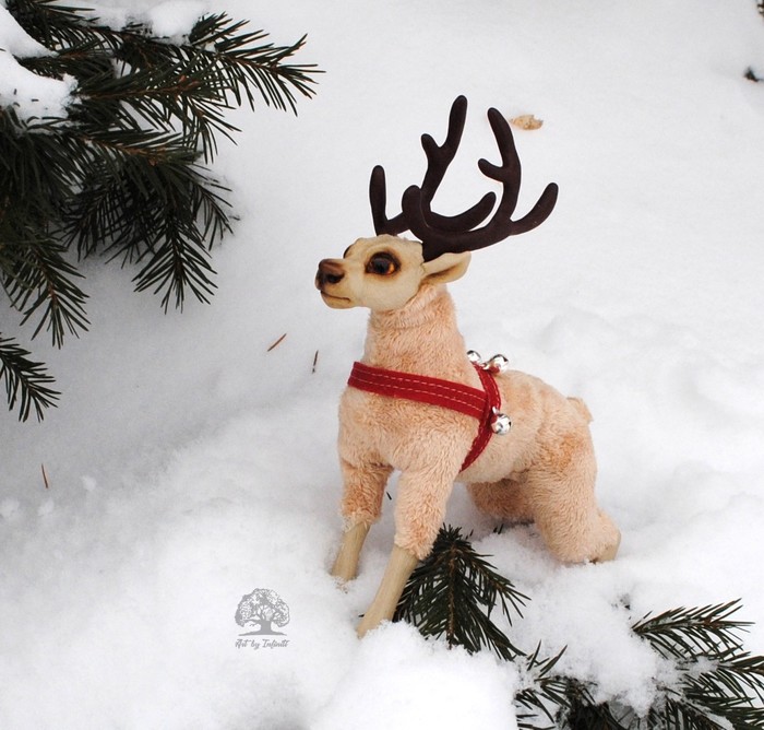 New Year's deer - My, Christmas, Deer, New Year, Polymer clay, Collectible figurines, Presents, Festive table, Longpost, Deer