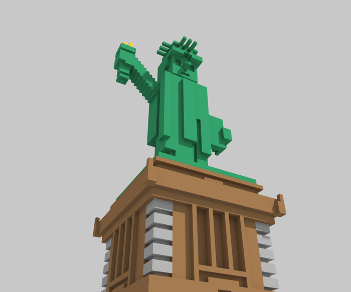 Статуя Cвободы Статуя Свободы, Voxelking, Voxelart, США, Magicavoxel, Длиннопост