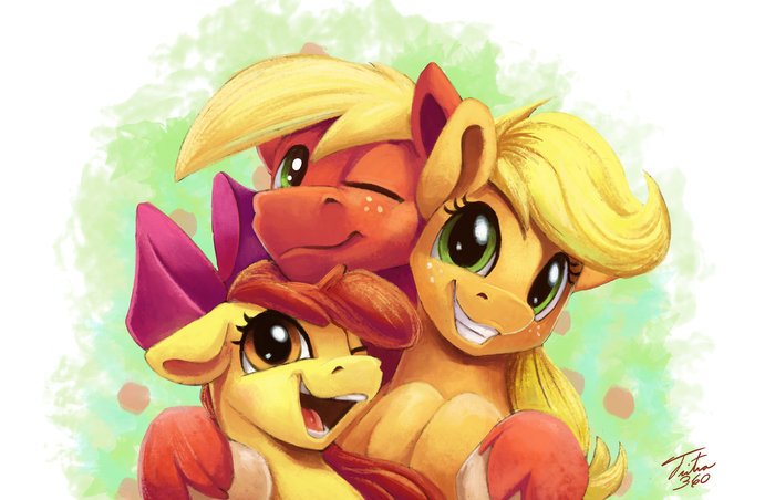 Apple Sibs My Little Pony, Ponyart, Applejack, Big Macintosh, Applebloom, Tsitra360