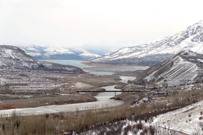 Winter view of Brichmullu - Bridge, Uzbekistan, 