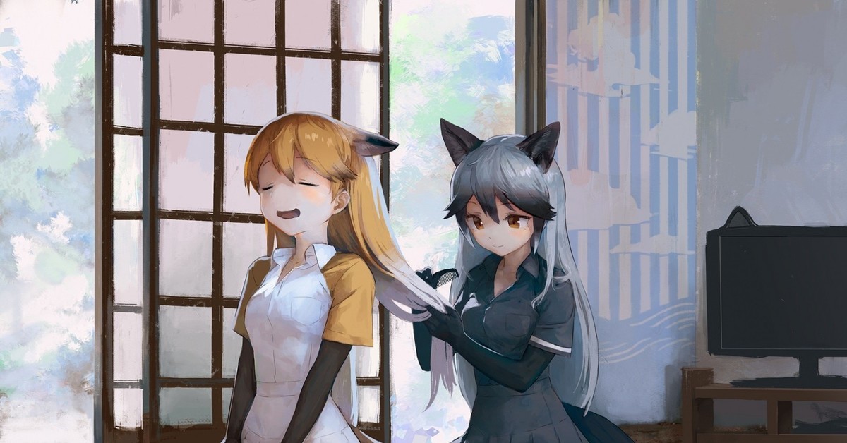 Фурри юри. Кицунэ Юри. Silver Fox Kemono friends. Ezo Red Fox Silver Fox Kemono friends Art.