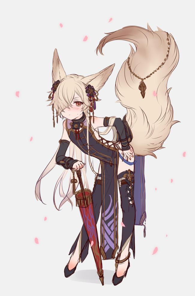 Chanterelle - Anime art, Eared, Granblue fantasy, , Fox, Longpost, Its a trap!, 