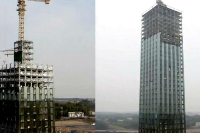 Crazy construction: a 30-storey hotel was built in China in 2 weeks - China, Hotel, Building, Video, Longpost