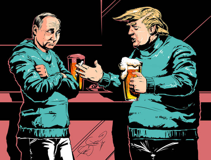 My friends when they get drunk - Art, Donald Trump, Vladimir Putin, Friends, Beer, 