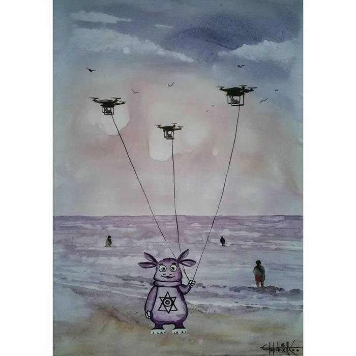 Walk to the sea (2018)Watercolor 42 * 60cm - My, Watercolor, Painting, Surrealism, Painting, Art, Art, Creation, Luntik