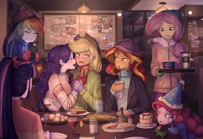 Countdown Party My Little Pony, Equestria Girls, Mane 6, Sunset Shimmer, MLP Lesbian, Looknamtcn, 
