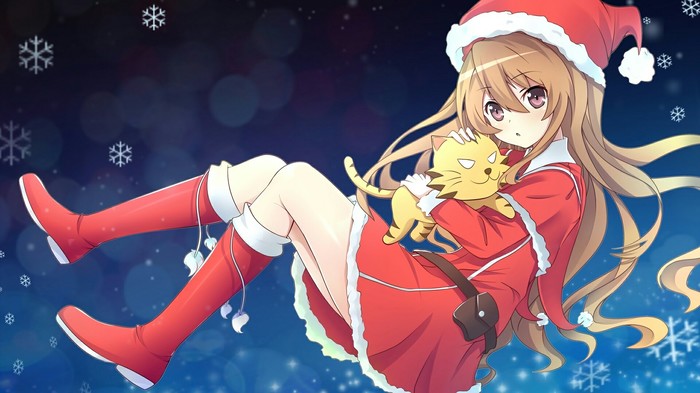 Happy New Years! - Anime, Anime art, New Year, Santa costume, Toradora, Aisaka taiga