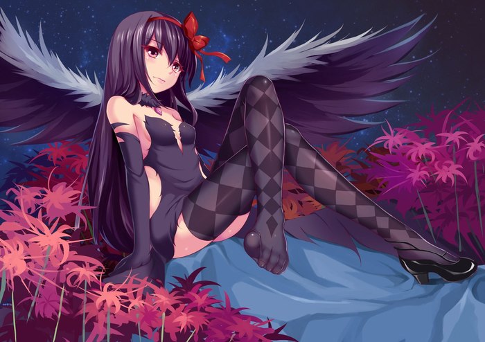 Etty chan #4 - Anime art, Anime, Foot fetish, Stockings, Mahou Shoujo Madoka Magica, Akemi homura