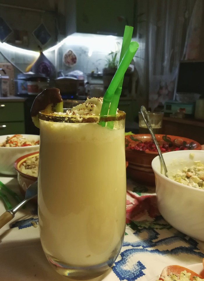 Pina Colada Variation - Longpost, Cocktail, Yummy, My, New Year, Rum, Alcohol