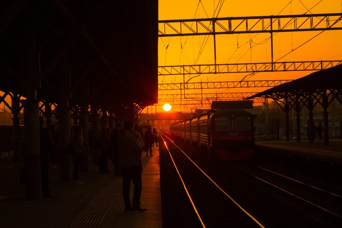 Evening train - The photo, Sunset, Beginning photographer, Train, Railway, My