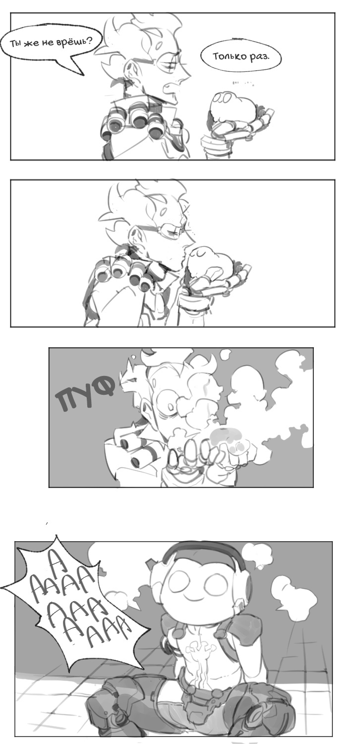 Magic kiss - Comics, , Overwatch, Junkrat, Lucio, Longpost