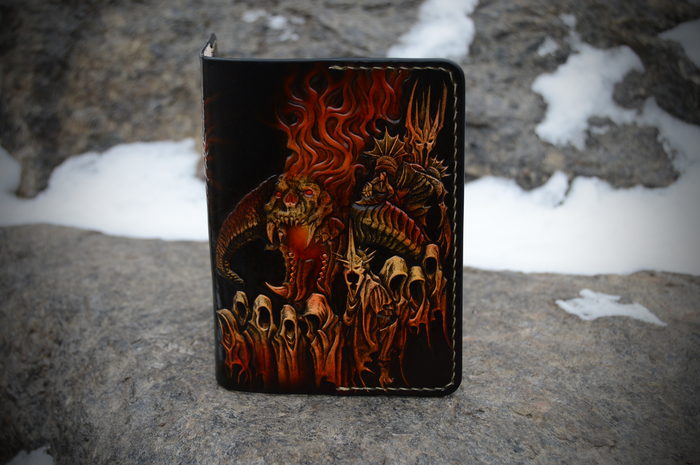 Lord of the Rings. Passport cover. - My, Lord of the Rings, Sauron, Balrog, Nazgul, Leather, Embossing on leather, Cover, Longpost