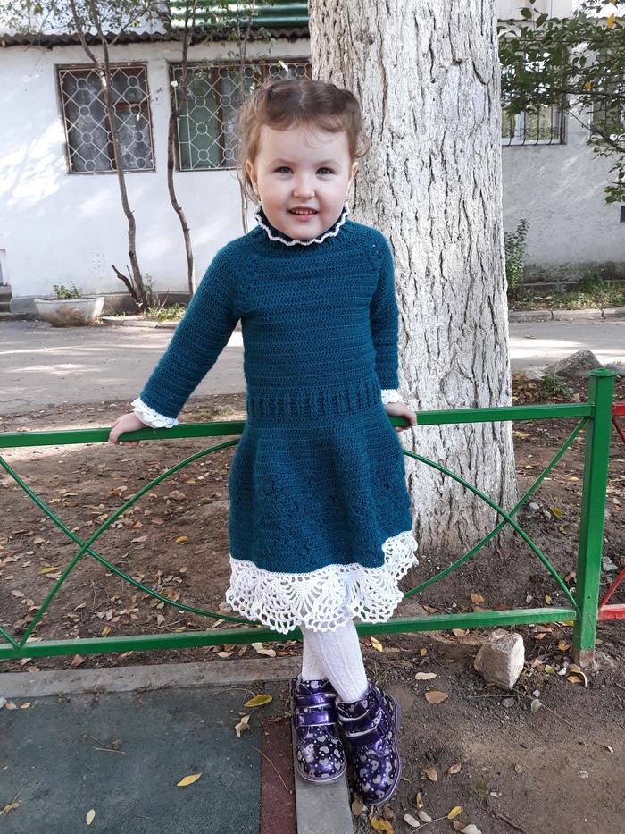 knitted dress - My, Knitting, Crochet, Baby clothes, Needlework without process, Children