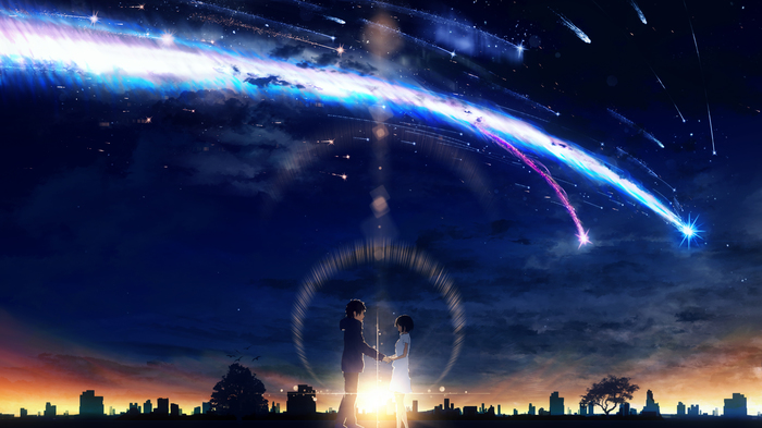 Sunset - Anime Art, Аниме, Kimi No Na Wa, Tachibana taki, Miyamizu mitsuha