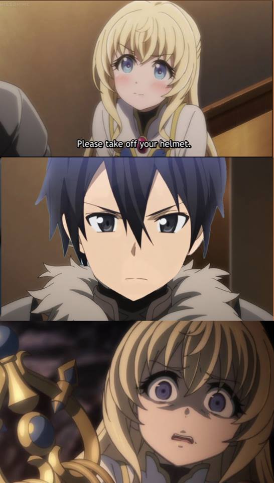 Please take off your helmet. - Goblin slayer, Sword Art Online, Anime, Kirigaya Kazuto