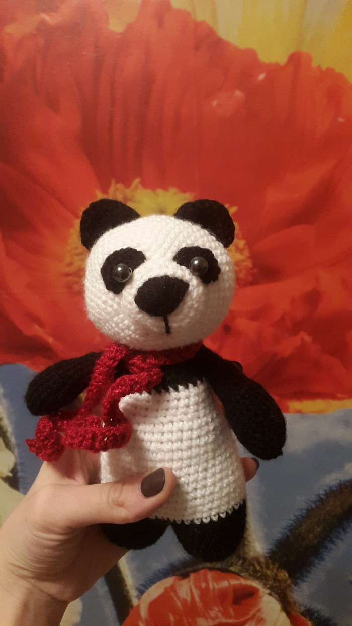 panda crochet - My, Crochet, Needlework without process, Panda, Author's toy