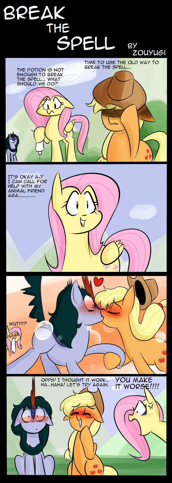 Break the spell - My little pony, Applejack, Fluttershy, Comics, Zouyugi, Longpost, MLP Kirin