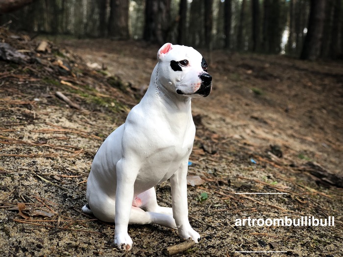 Pit bull figurine - My, Pet, Pitbull, Polymer clay, Handmade, Statuette, Longpost, Pets