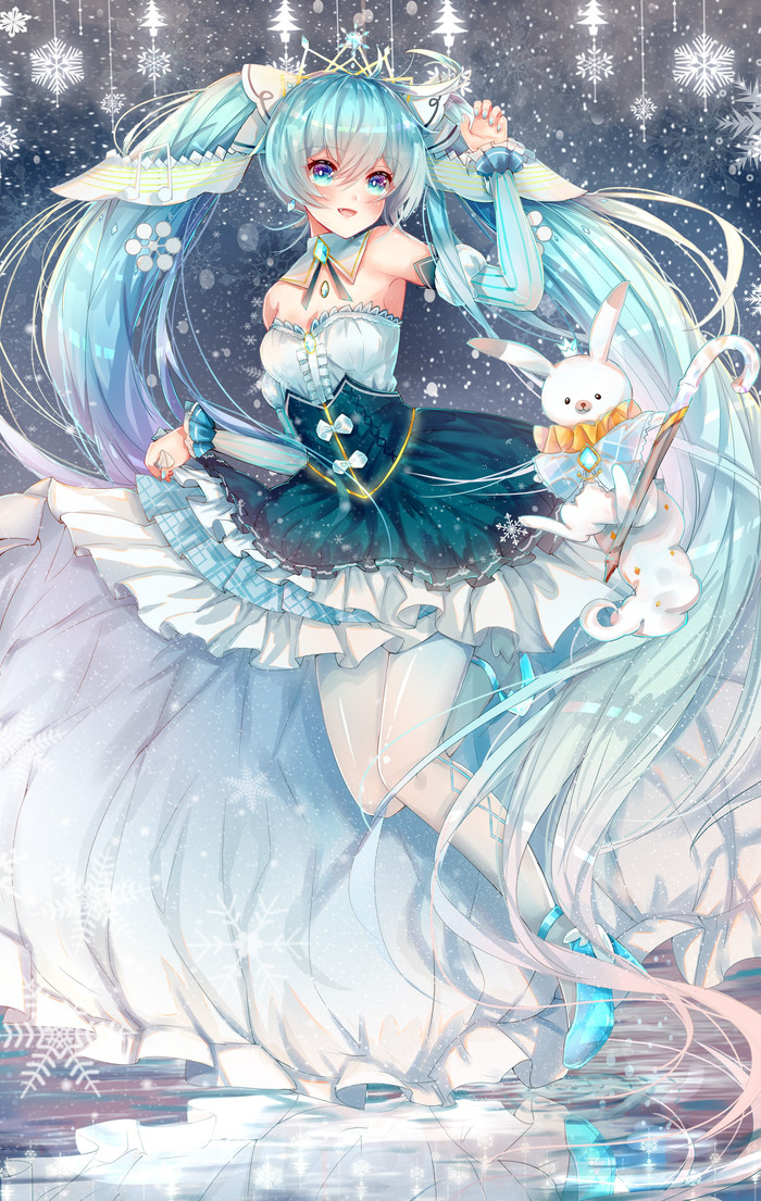 Snow miku - , Not anime, Vocaloid, Hatsune Miku, Anime art, Snow miku, Pixiv