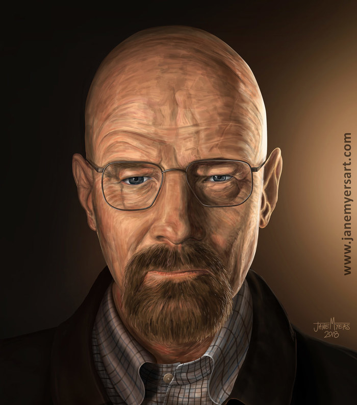 Walter White - series Breaking Bad - My, Walter White, Breaking Bad, Serials, Characters (edit), Portrait, Digital drawing, Drawing