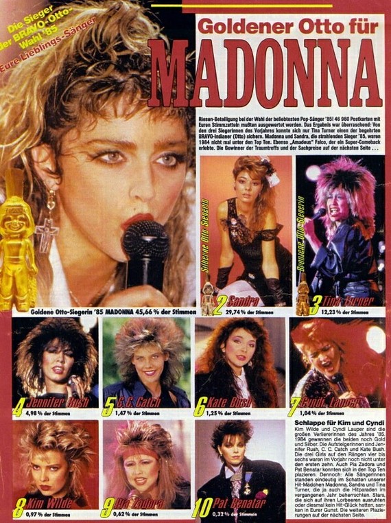 1985 BRAVO-OTTO CHOICE WINNERS: GOLDEN OTTO FOR MADONNA! - Nostalgia, Music, Germany, Bravo, Magazine, Longpost