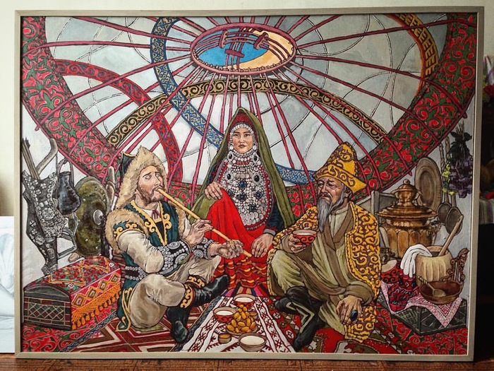 My thesis: Bendebike. Foremother of the clan (according to the legend of Bendebike) Oil on canvas; size 140*185cm - Longpost, Composition, Painting, Russia, Kazan, Artist, Art, , My