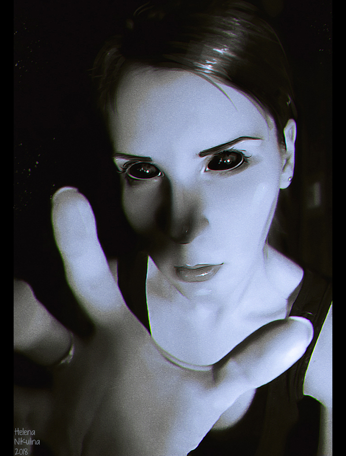 Dark Selfie - DEMON. Continuation of the series. - My, Art, Elena Nikulina, Selfie, Series, Demon, Black eyes