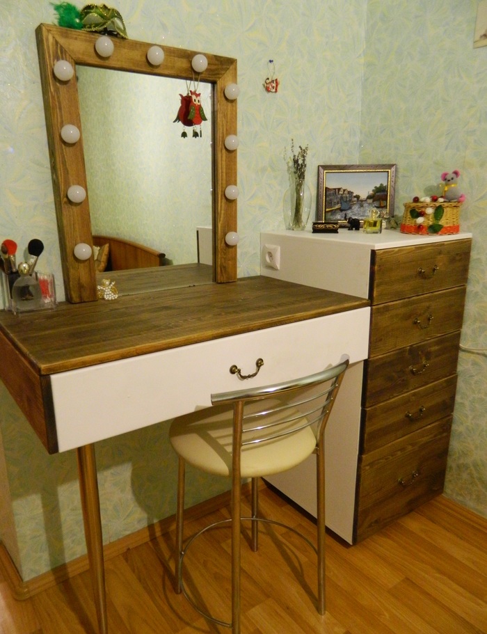 Dressing table - My, With your own hands, Table, Mirror, Makeup, Woodworking, Longpost, Needlework without process