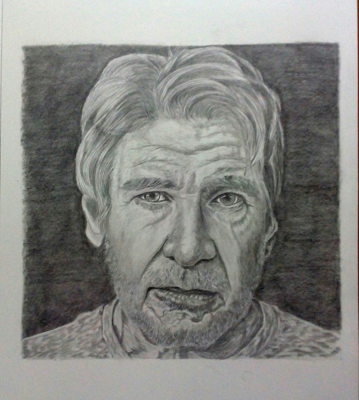 Harrison Ford - My, Harrison Ford, Portrait, Portraits of people, Pencil drawing, Drawing, Beginner artist, Actors and actresses