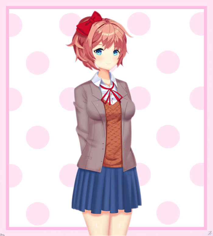 Cute Innocent Cinnamon Bun Doki Doki Literature Club, Sayori, Anime Art,  