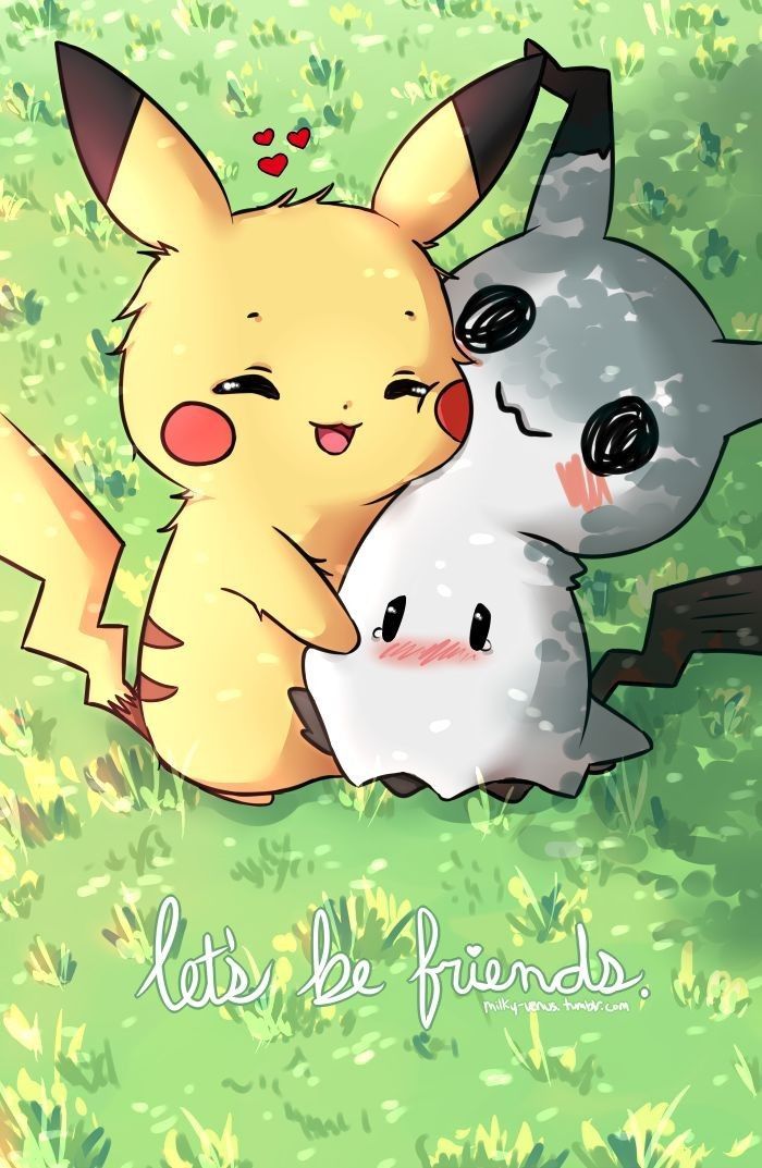 Let's be friends - Pokemon, Pikachu, Mimikyu, Hugs