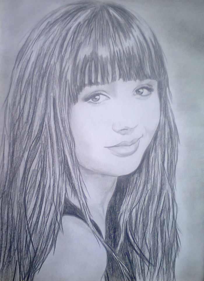 Young woman - My, Pencil drawing, 