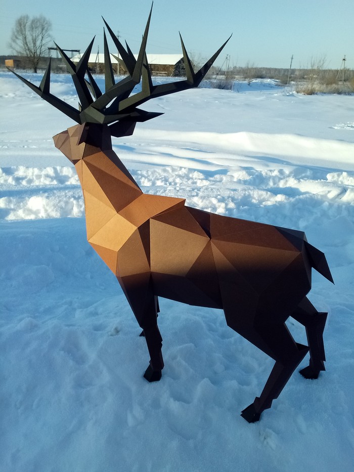 Reindeer. Papercraft. - My, Papercraft, Paper products, Longpost, With your own hands, Needlework without process