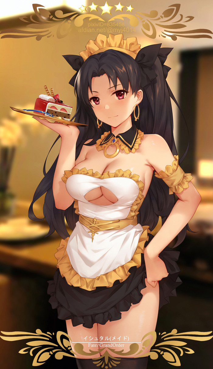 Ishtar - Fate, Fate Grand Order, Ishtar, Аниме, Anime Art, Горничная, Сиськи