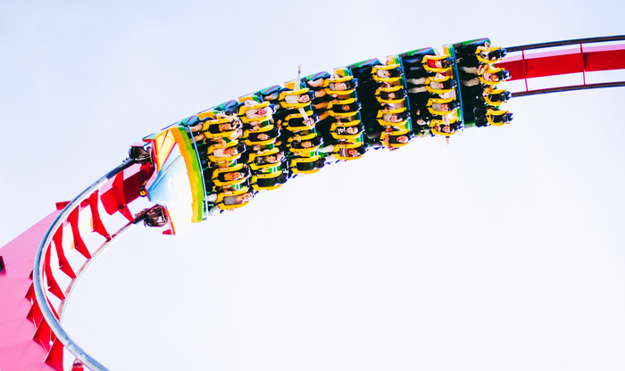 Dragon Khan, Port Aventura, view from below) - My, Attraction, Amusement park, The photo, Emotions, Motion, Moment