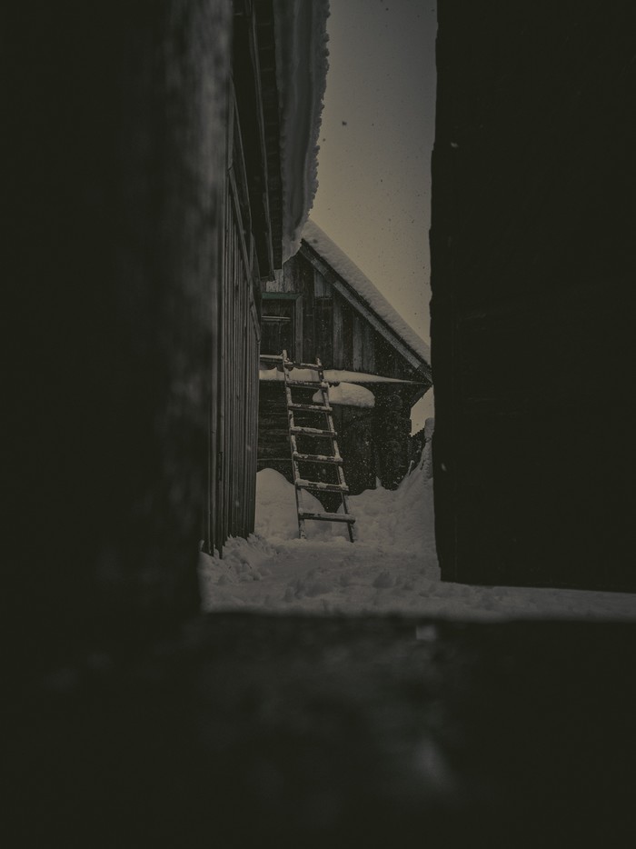 Behind the open door - My, Mobile photography, Snow, The photo