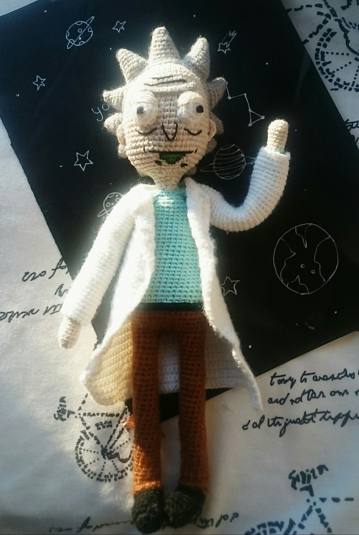 Rick Sanchez - My, With your own hands, Needlework without process, Handmade, Amigurumi, Friday tag is mine, Rick and Morty, Knitted toys, Longpost