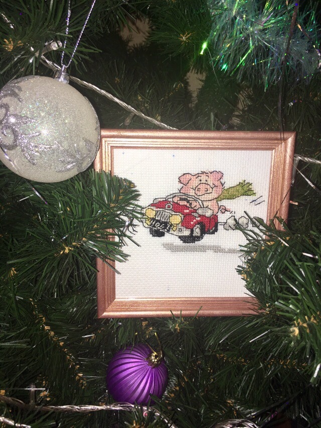 Cross stitch pig - My, Cross-stitch, Piggy, Needlework, Embroidery, Presents, Longpost