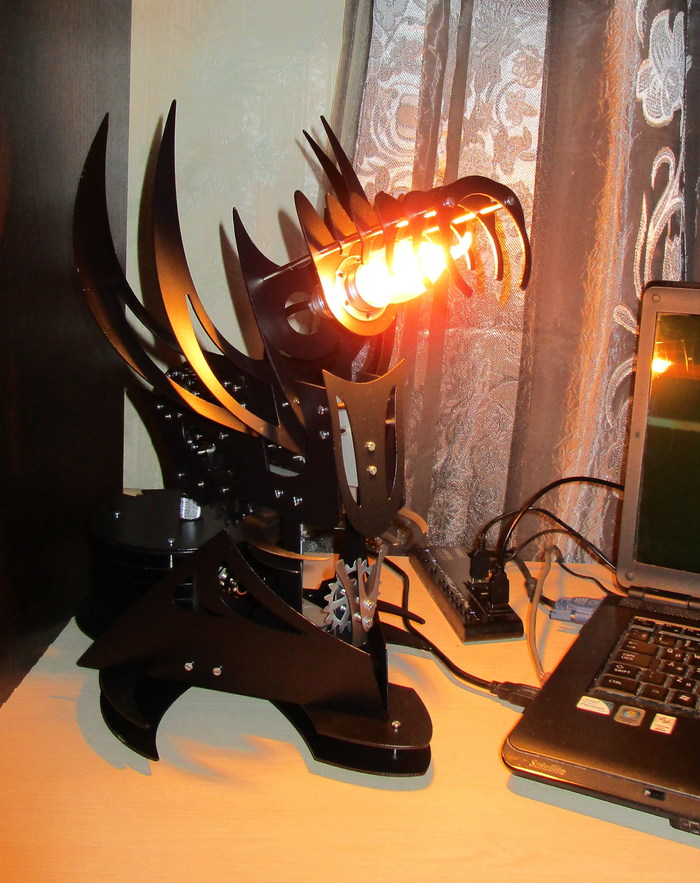 Table lamp Black spike - My, Lamp, Steampunk, Loft, , Exhibition, , Longpost