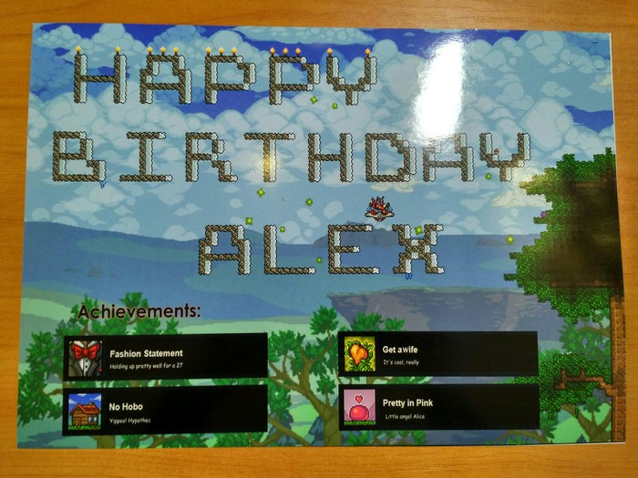 Terraria style birthday card - My, Terraria, Birthday, Postcard