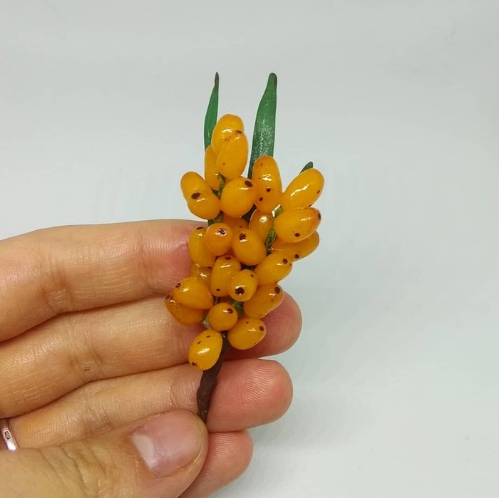 Sea ??buckthorn. - My, Polymer clay, Needlework without process