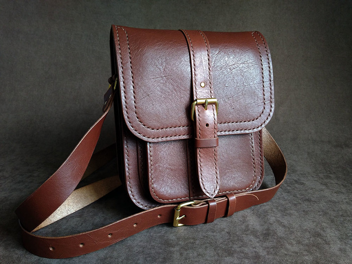 My leather work. Part 7 - My, Handmade, Leather products, Needlework without process, Leather, Longpost, Сумка, Men