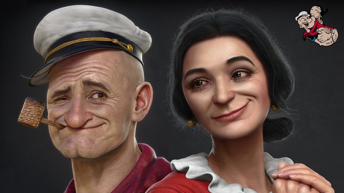 Popeye the Sailor and Olive Oyl.