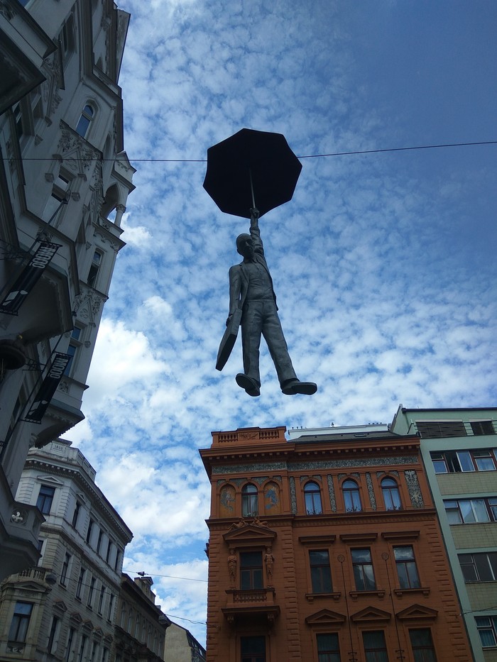 Waiting for Happiness - Umbrella, Sculpture, Prague