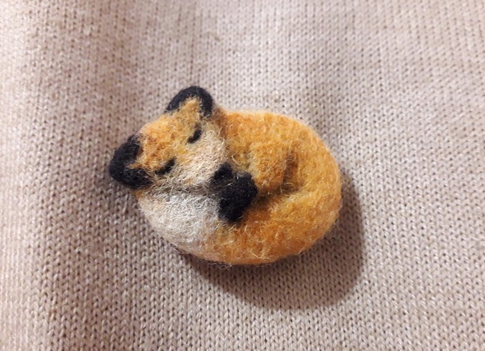 Woolen brooch - My, Dry felting, Brooch, 