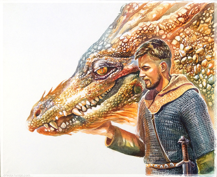 Best friends - My, The Dragon, Knight, Watercolor, Drawing, How to train your dragon, Dragon and Knight, Artkosh, Illustrations