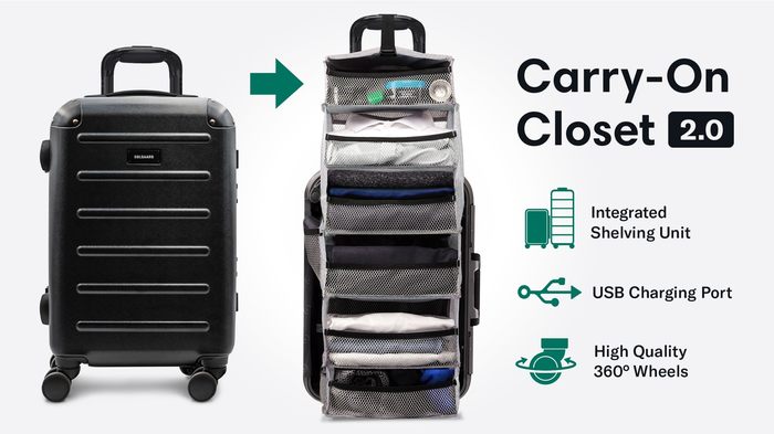 Carry-On Closet: a cool suitcase with a pull-out rack and USB charging - Kickstarter, Indiegogo, Suitcase, Travels, Cool, GIF, Longpost