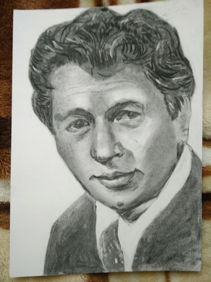 Leonid Bykov - My, Charcoal drawing, Drawing, Portrait, Leonid Bykov