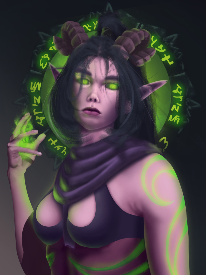 Step 3. We continue to learn to draw. Demon hunter. - My, Art, , Wow, , Feedback, Education